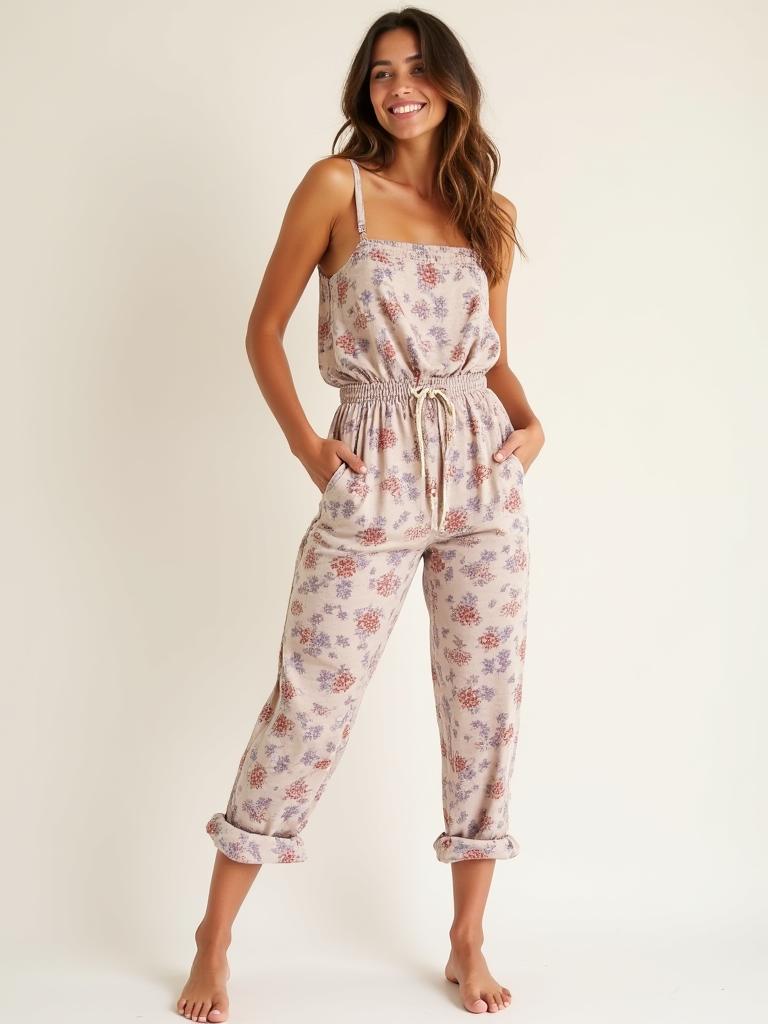 Macacão com um estampado floral subtil.